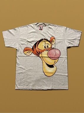 Vintage‎ 90s Winnie The Pooh Tigger Tee Shirt Disney Mickey Big Face Print